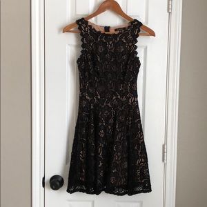 Black lace tea-length dress